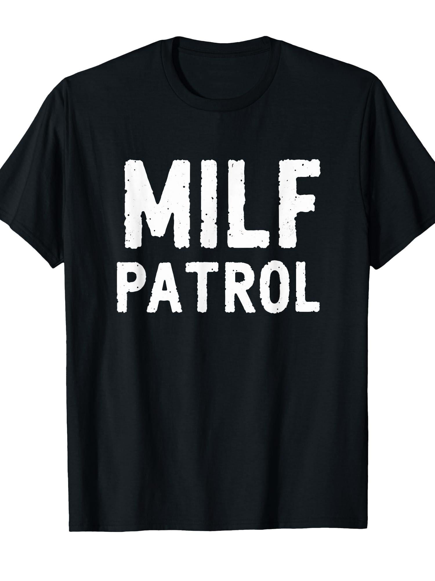 Dirty Jokes Milf Patrol T-shirt Milf 220gsm Cotton Round Neck Short Sleeve Casual Henley Shirt Men T-shirt