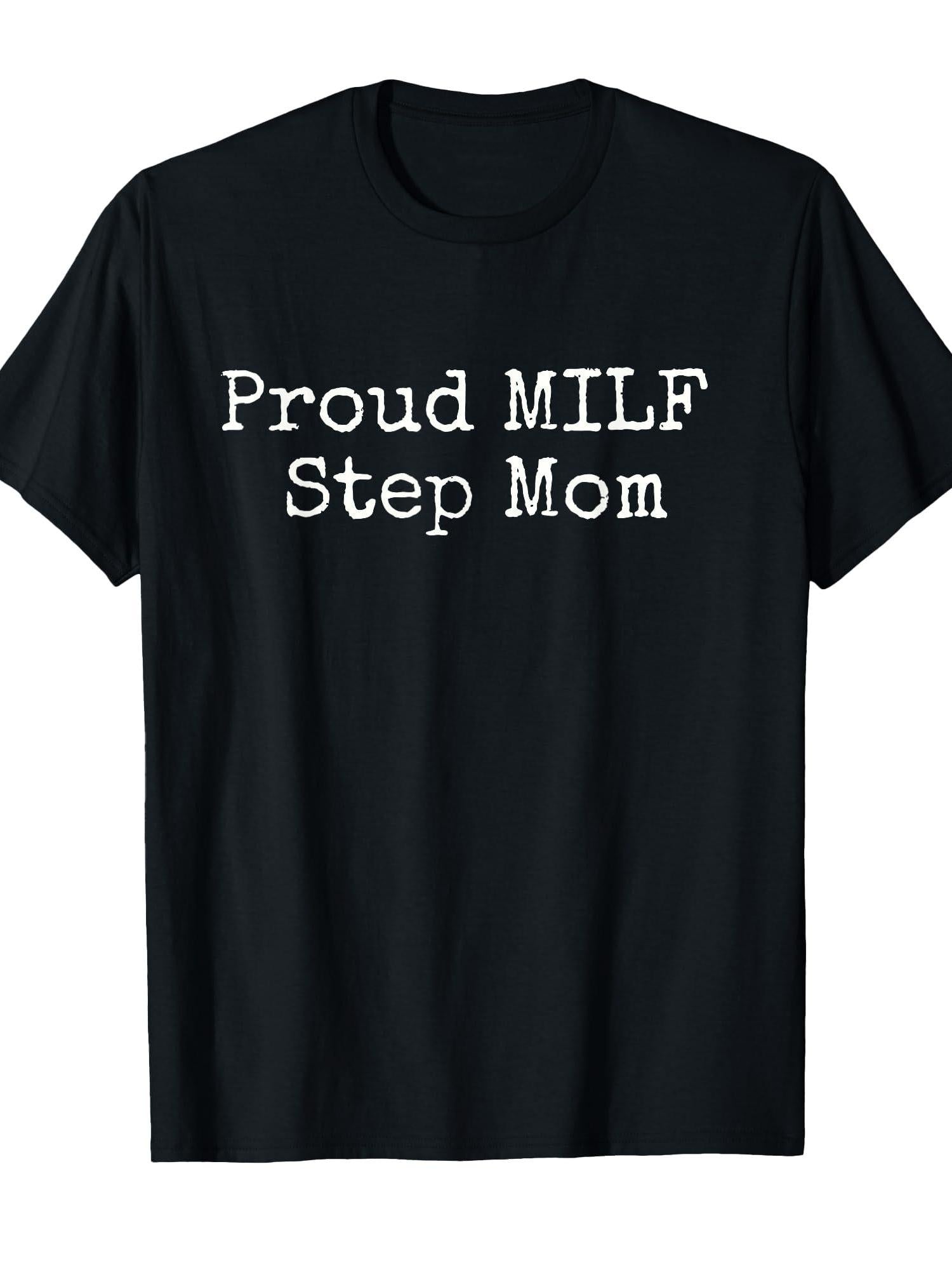 Proud Milf Step Mom T-shirt Milf 220gsm Cotton Round Neck Short Sleeve Casual Henley Shirt Men T-shirt