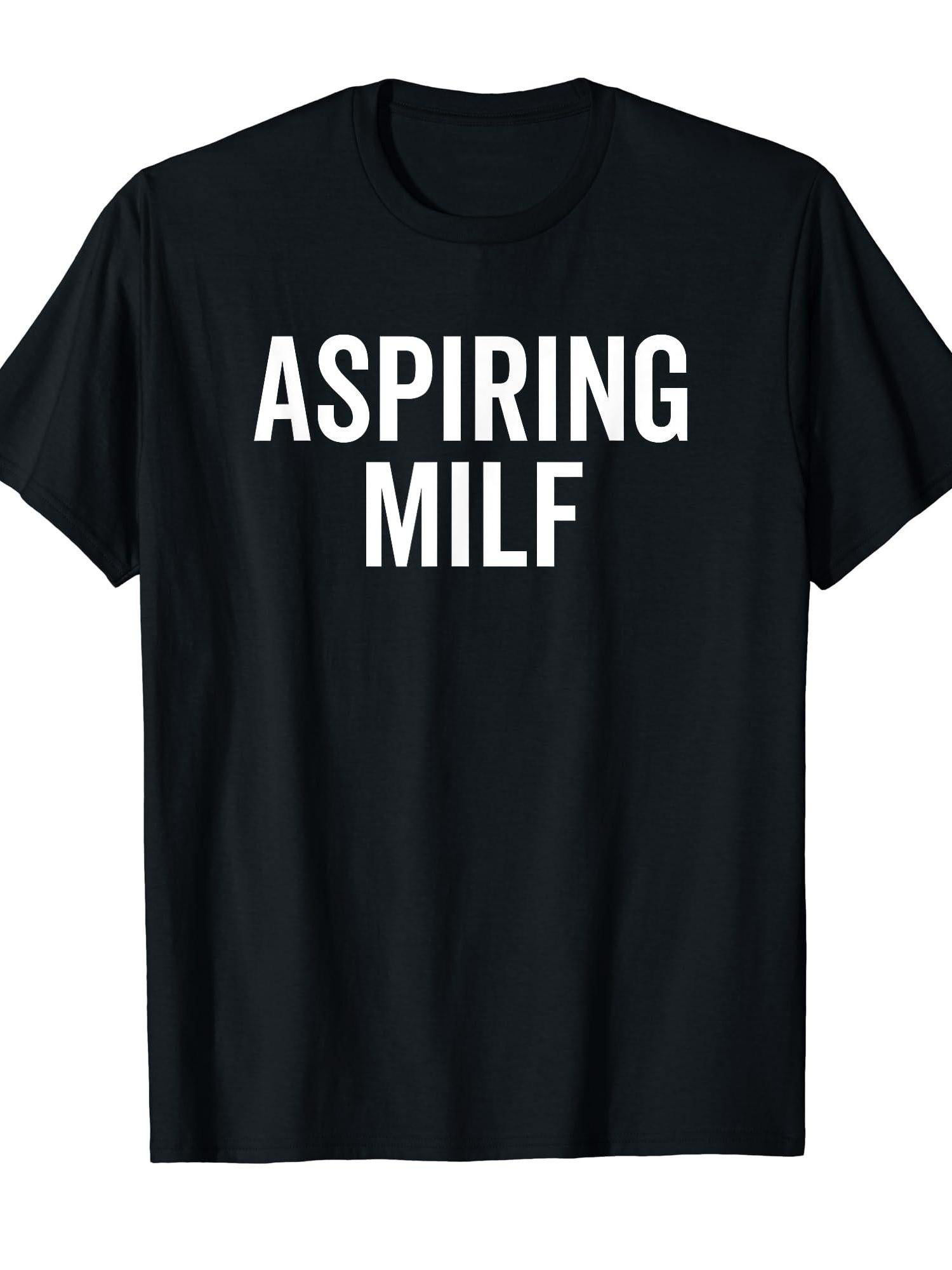 Aspiring Milf T-shirt Milf 220gsm Cotton Round Neck Short Sleeve Casual Henley Shirt Men T-shirt