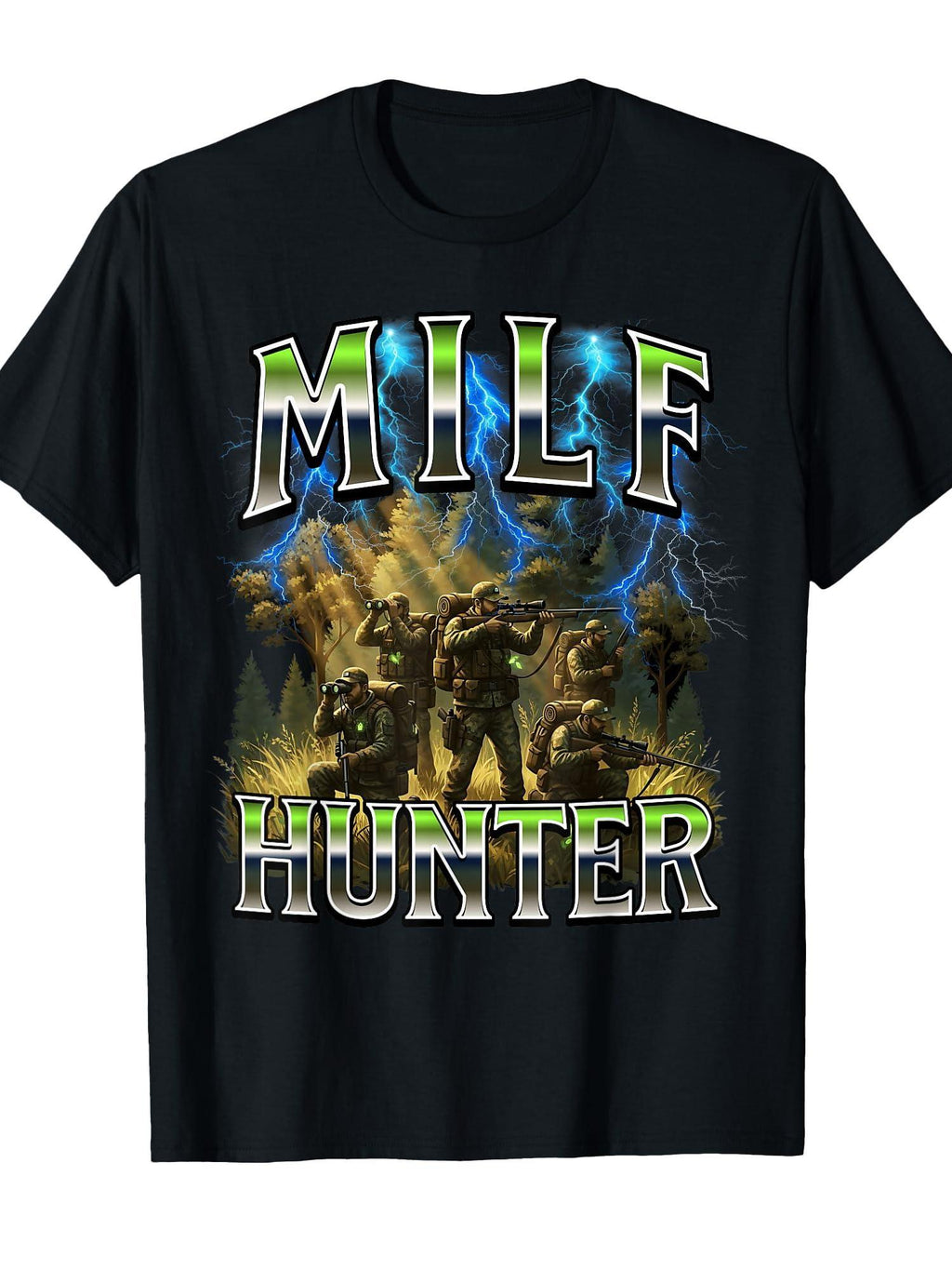 Funny Milf Hunting Hunter T-shirt Milf 220gsm Cotton Round Neck Short Sleeve Casual Henley Shirt Men T-shirt