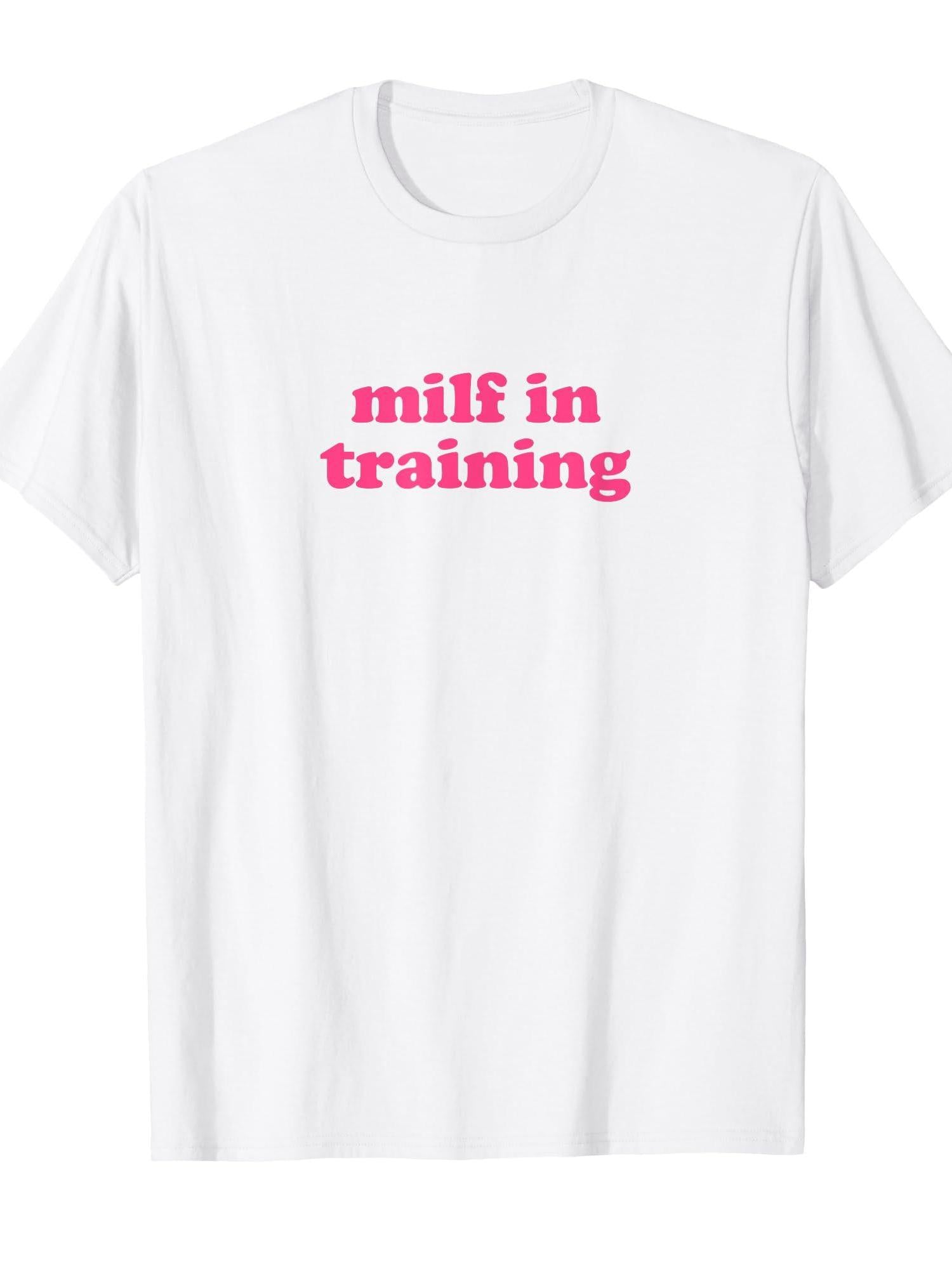 Milf In Training Shirt Pink Y2k Hot Mom Future Milf T-shirt Milf 220gsm Cotton Round Neck Short Sleeve Casual Henley Shirt Men T-shirt