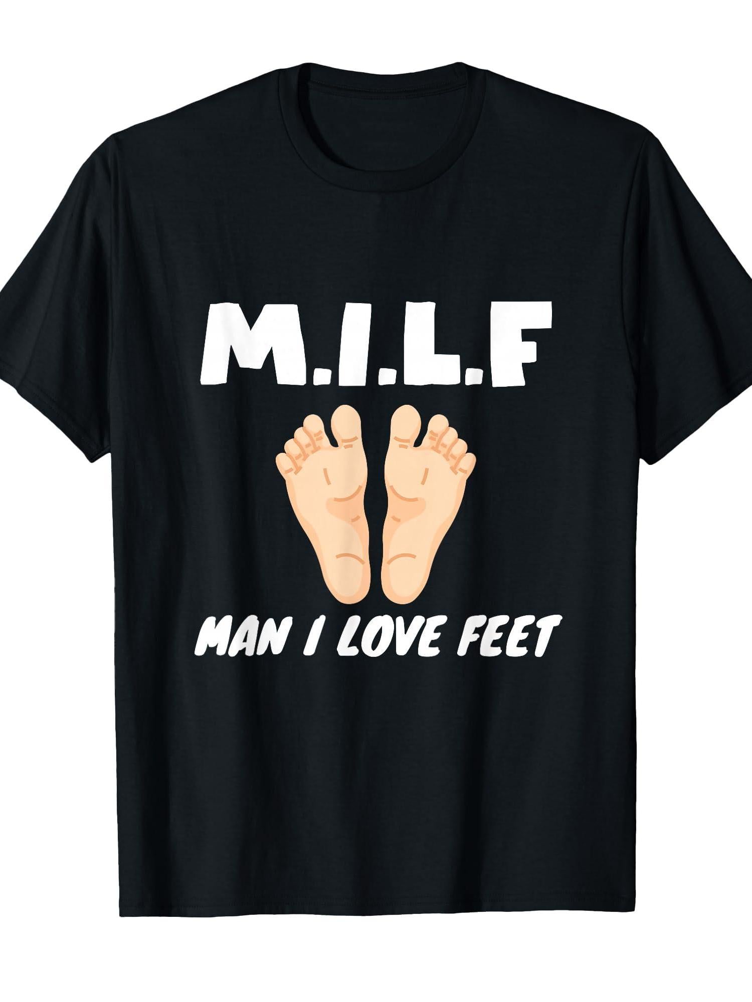 Milf Man I Love Feet T-shirt Milf 220gsm Cotton Round Neck Short Sleeve Casual Henley Shirt Men T-shirt