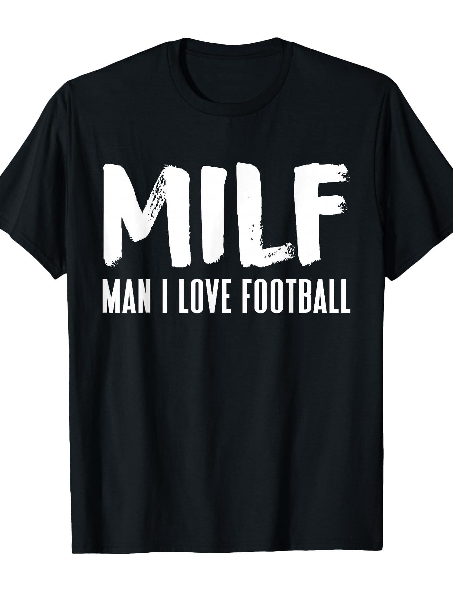 Milf Man I Love Football Funny Milf Adult Humor T-shirt Milf 220gsm Cotton Round Neck Short Sleeve Casual Henley Shirt Men T-shirt