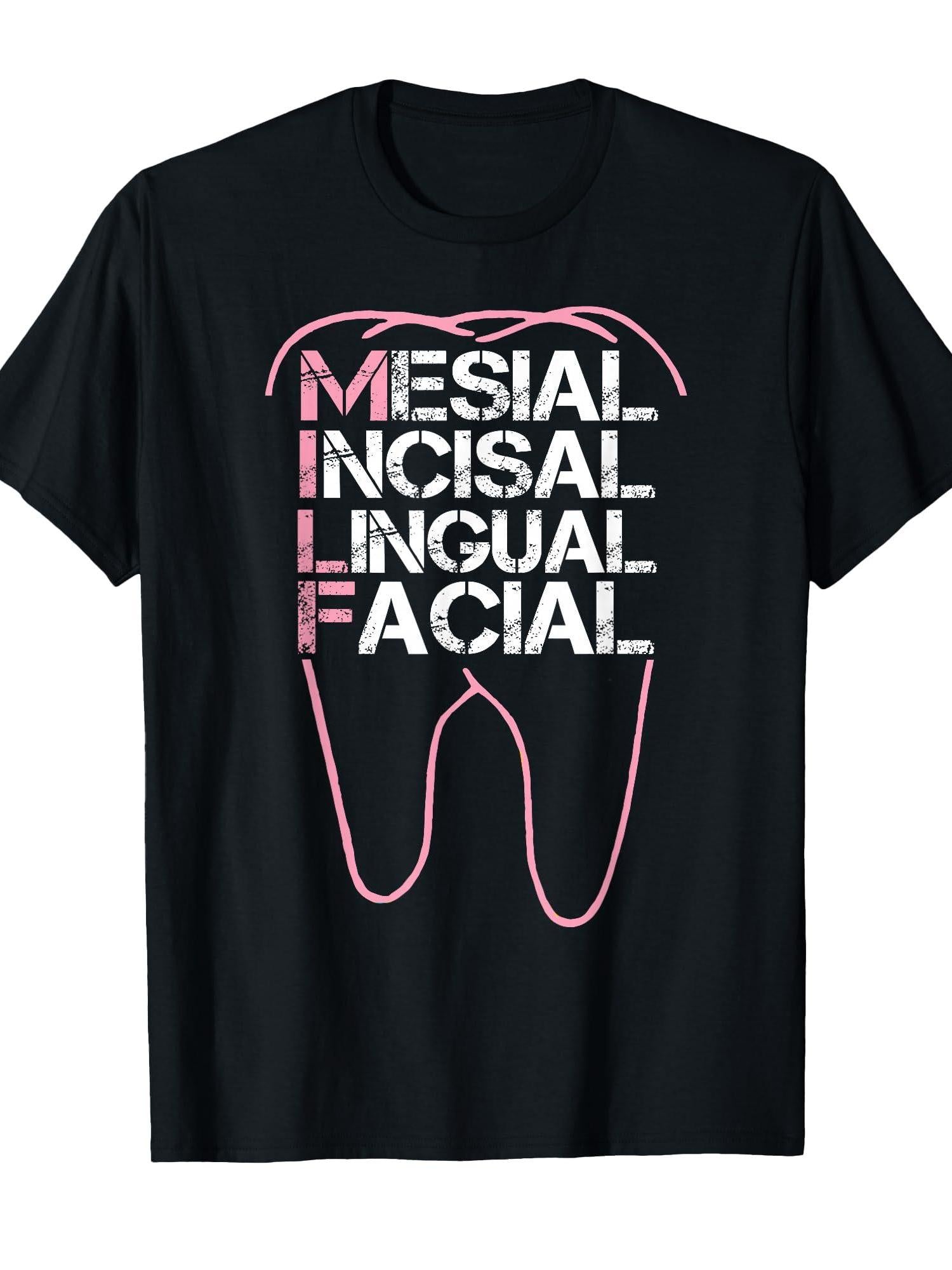 Funny Dental Quote Milf Mesial Incisal Lingual Facial T-shirt Milf 220gsm Cotton Round Neck Short Sleeve Casual Henley Shirt Men T-shirt