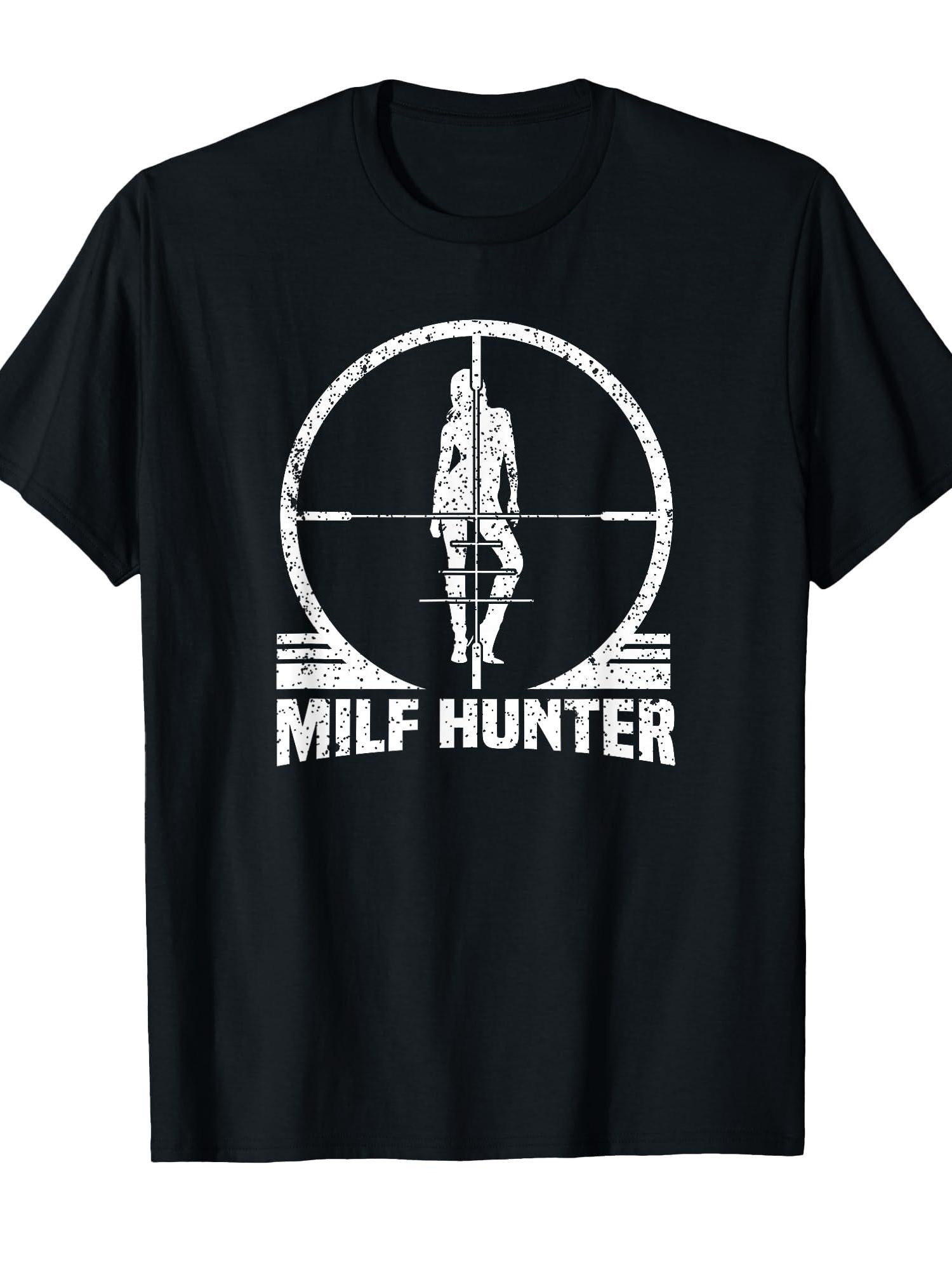 Milf Hunter Funny Adult Humour Joke For Men Who Love Milfs T-shirt Milf 220gsm Cotton Round Neck Short Sleeve Casual Henley Shirt Men T-shirt