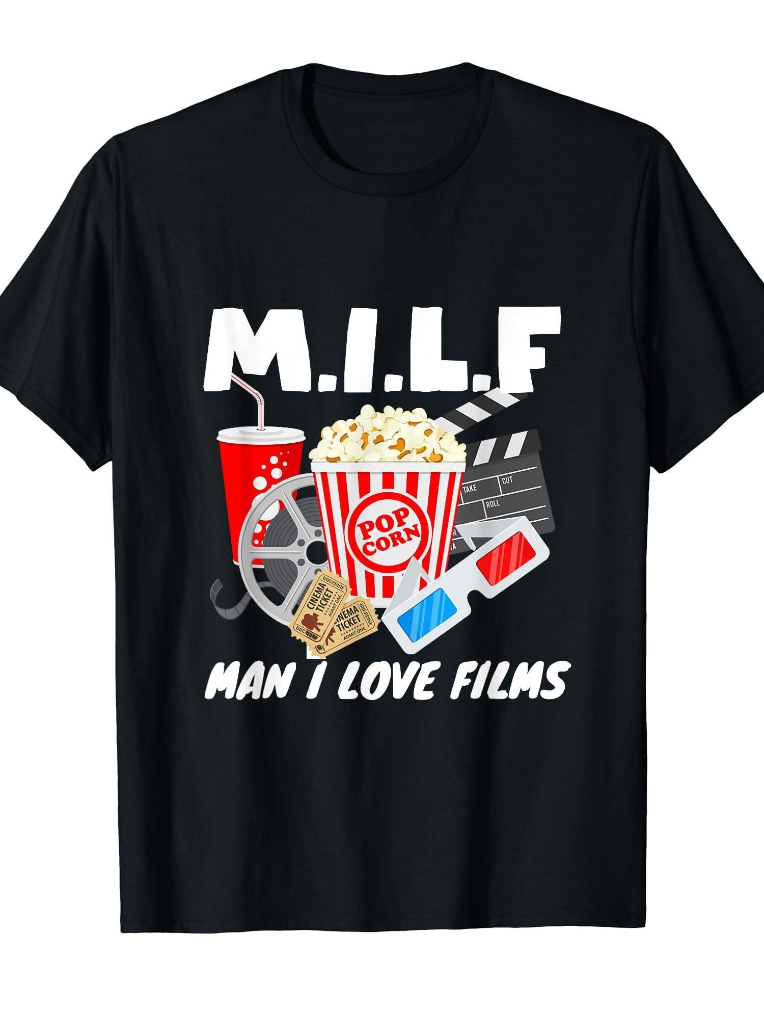 Milf Man, I Love Films T-shirt Milf 220gsm Cotton Round Neck Short Sleeve Casual Henley Shirt Men T-shirt