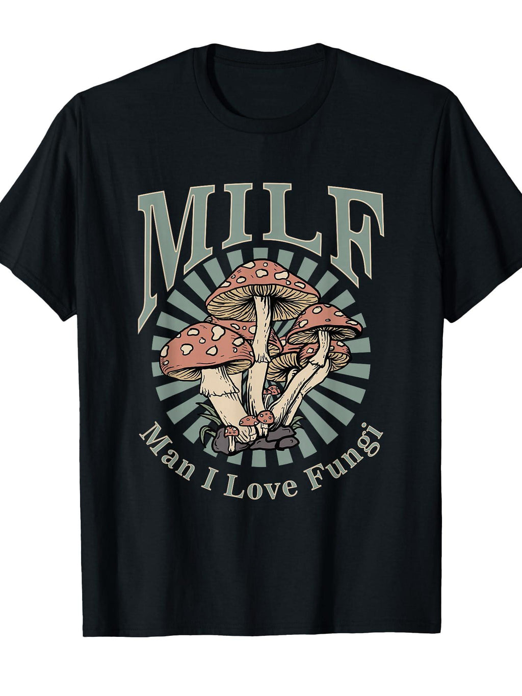 Milf Man I Love Fungi T-shirt Milf 220gsm Cotton Round Neck Short Sleeve Casual Henley Shirt Men T-shirt