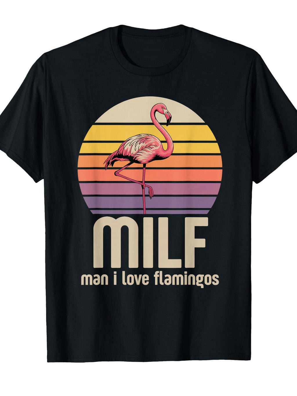 Funny Milf Man I Love Flamingos Retro Flamingo Lover Humor T-shirt Milf 220gsm Cotton Round Neck Short Sleeve Casual Henley Shirt Men T-shirt