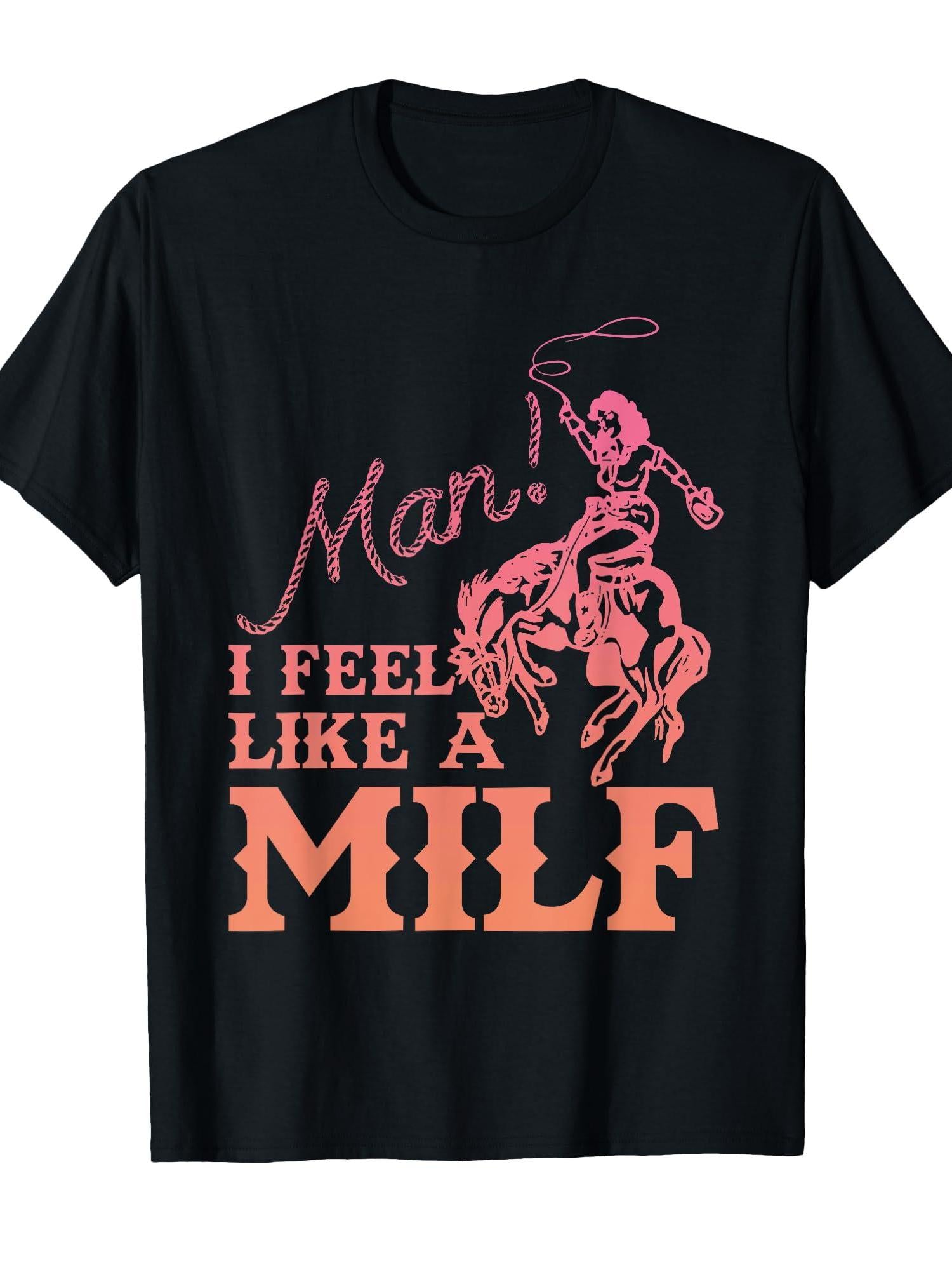 Man I Feel Like A Milf Cow Howdy Western Design T-shirt Milf 220gsm Cotton Round Neck Short Sleeve Casual Henley Shirt Men T-shirt