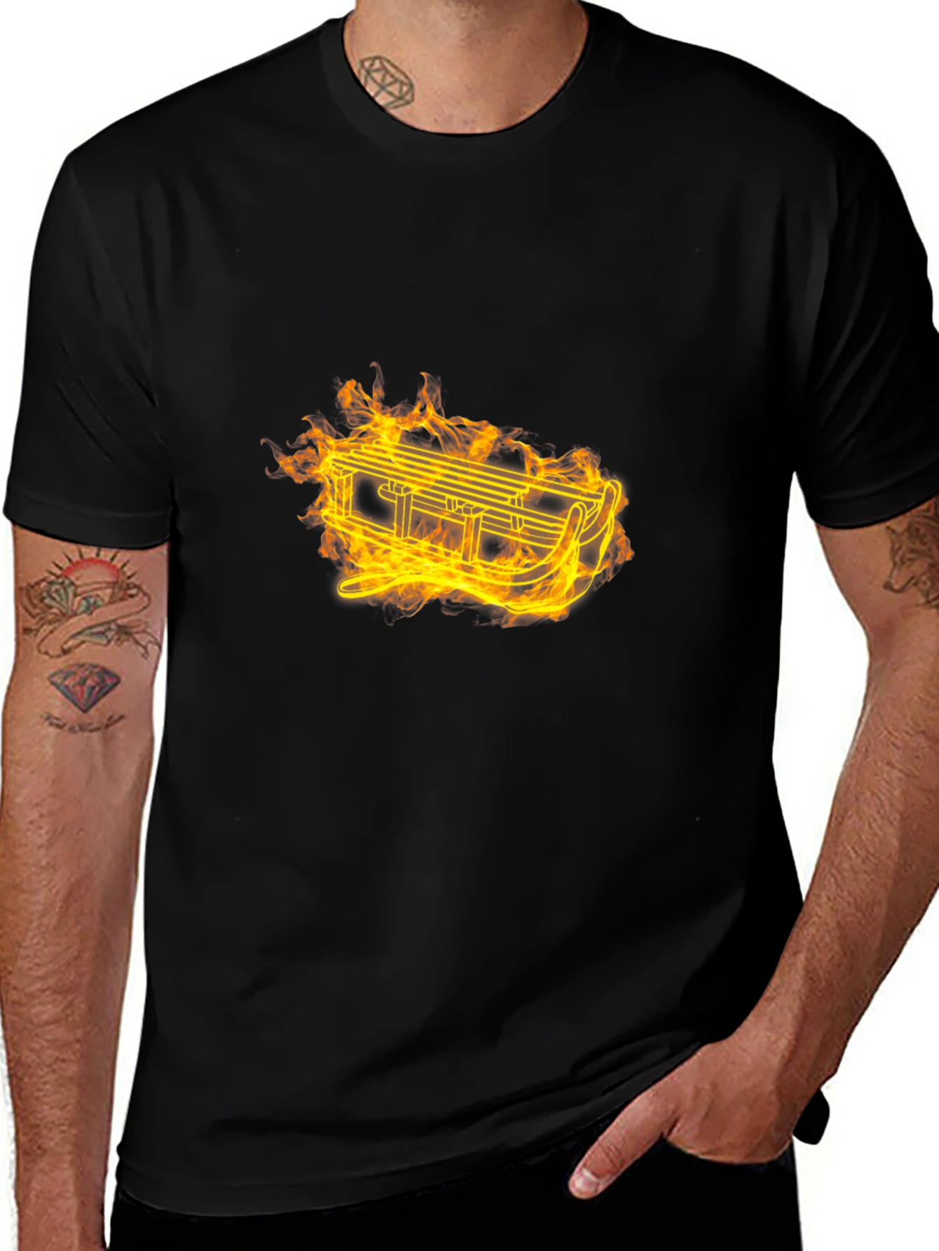 Flaming Sled Graphic T-Shirt