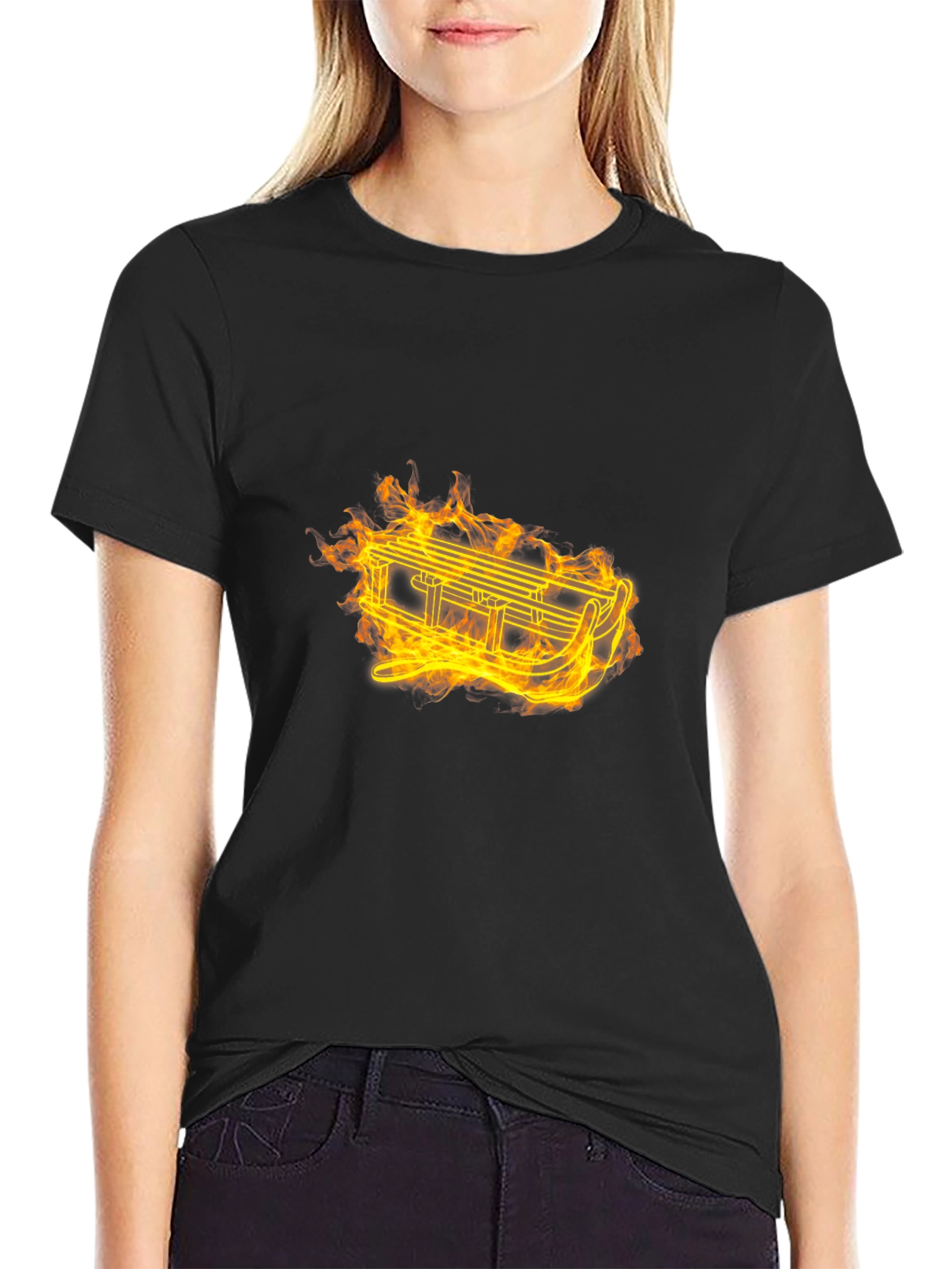 Flaming Sled Graphic T-Shirt