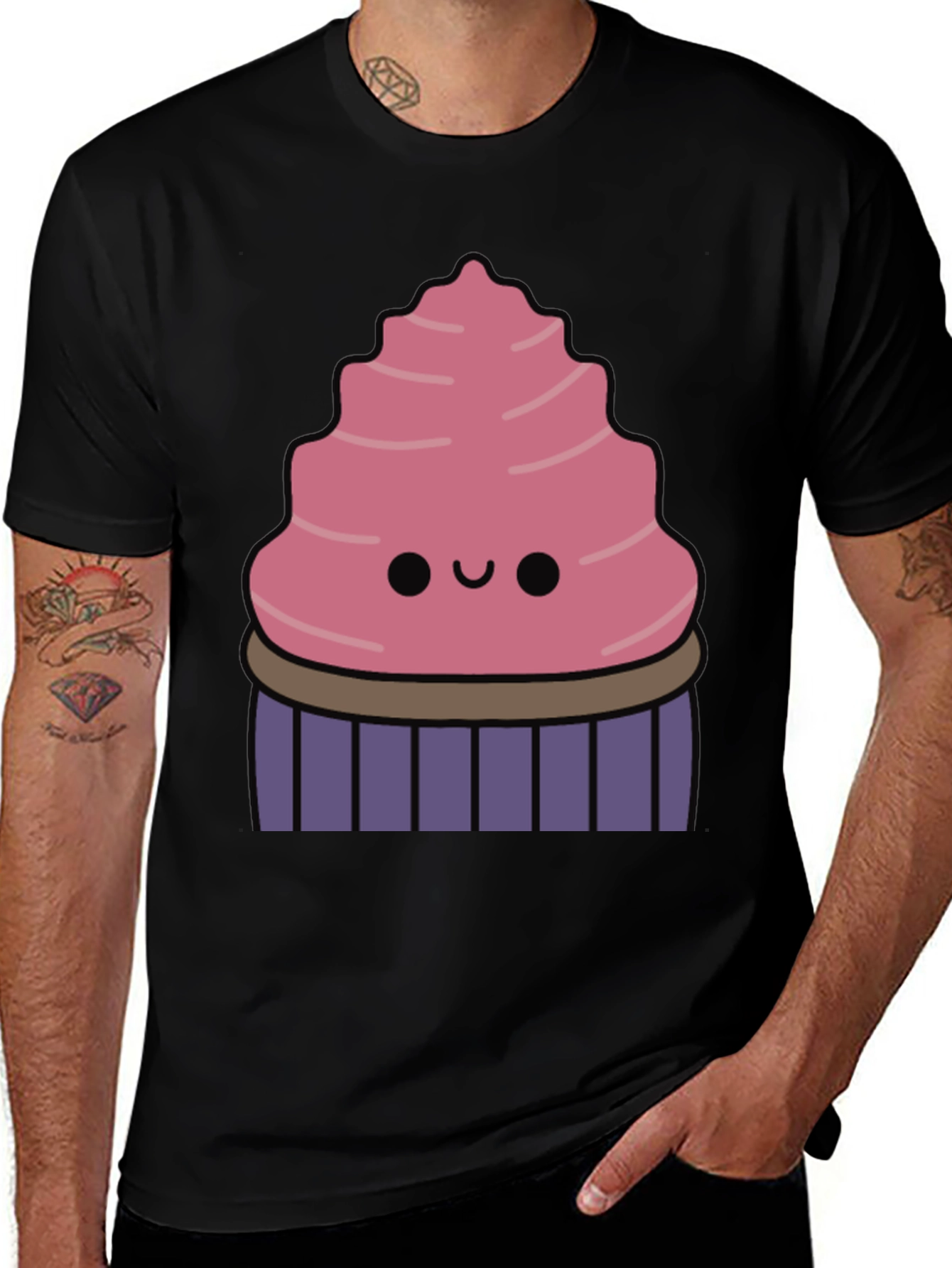 Cute Cupcake Graphic T-Shirt - Black Cotton Tee