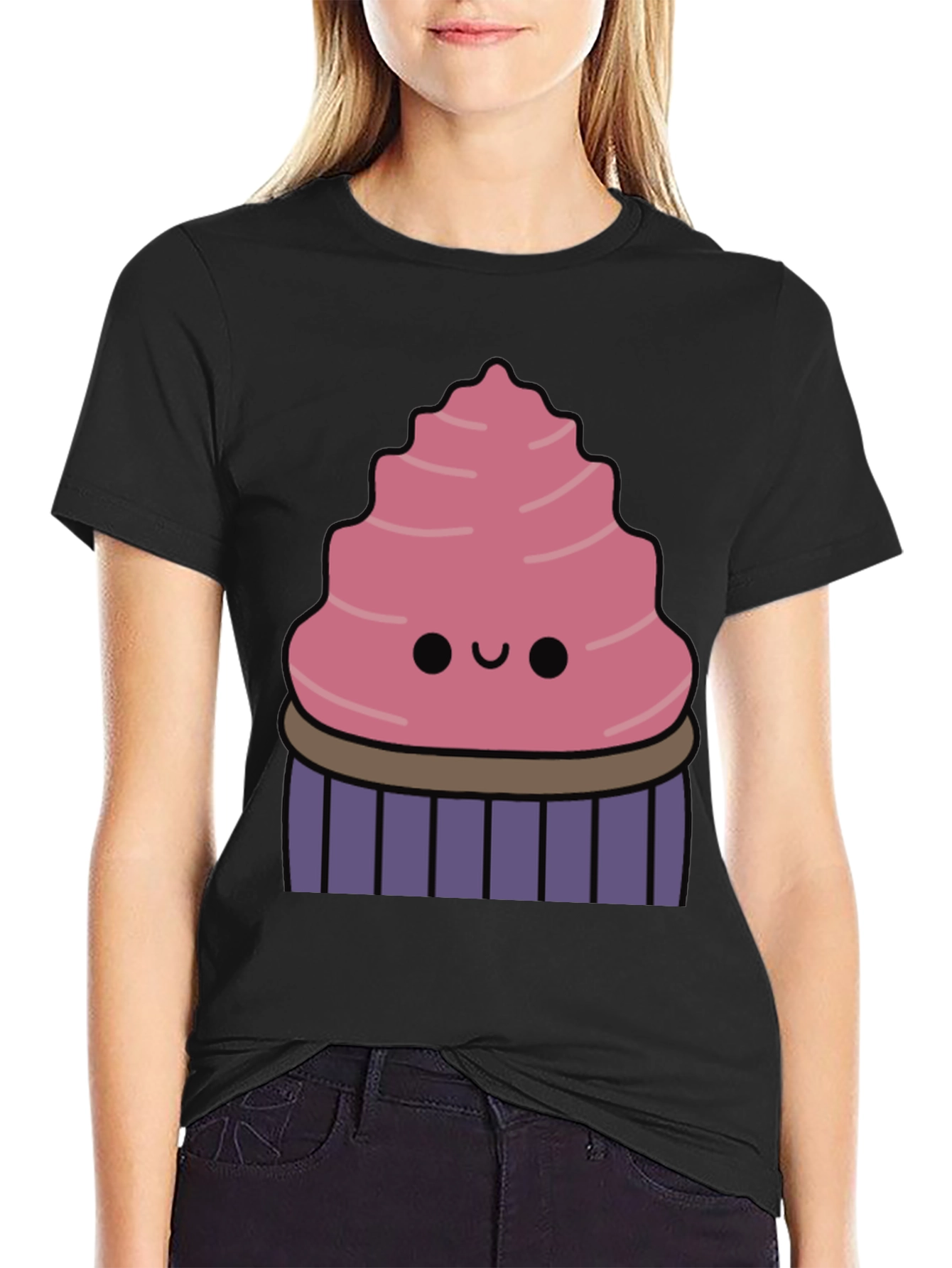 Cute Cupcake Graphic T-Shirt - Black Cotton Tee