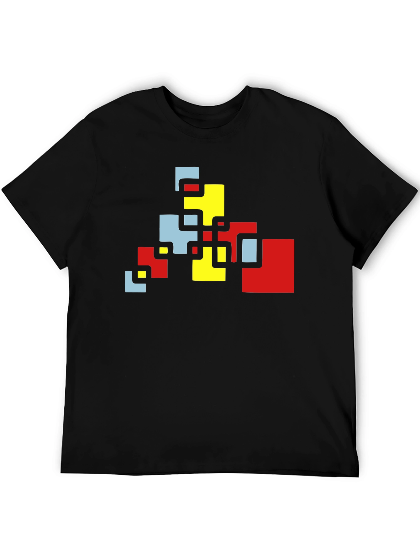 Geometric Block Design Black T-Shirt