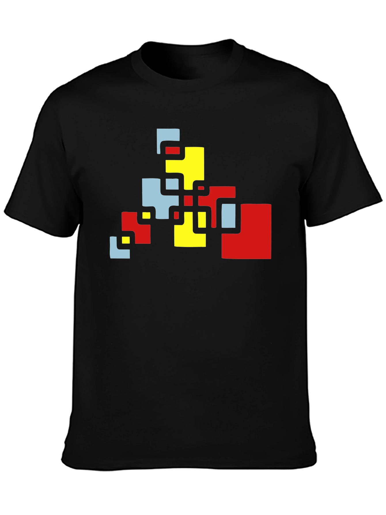 Geometric Block Design Black T-Shirt