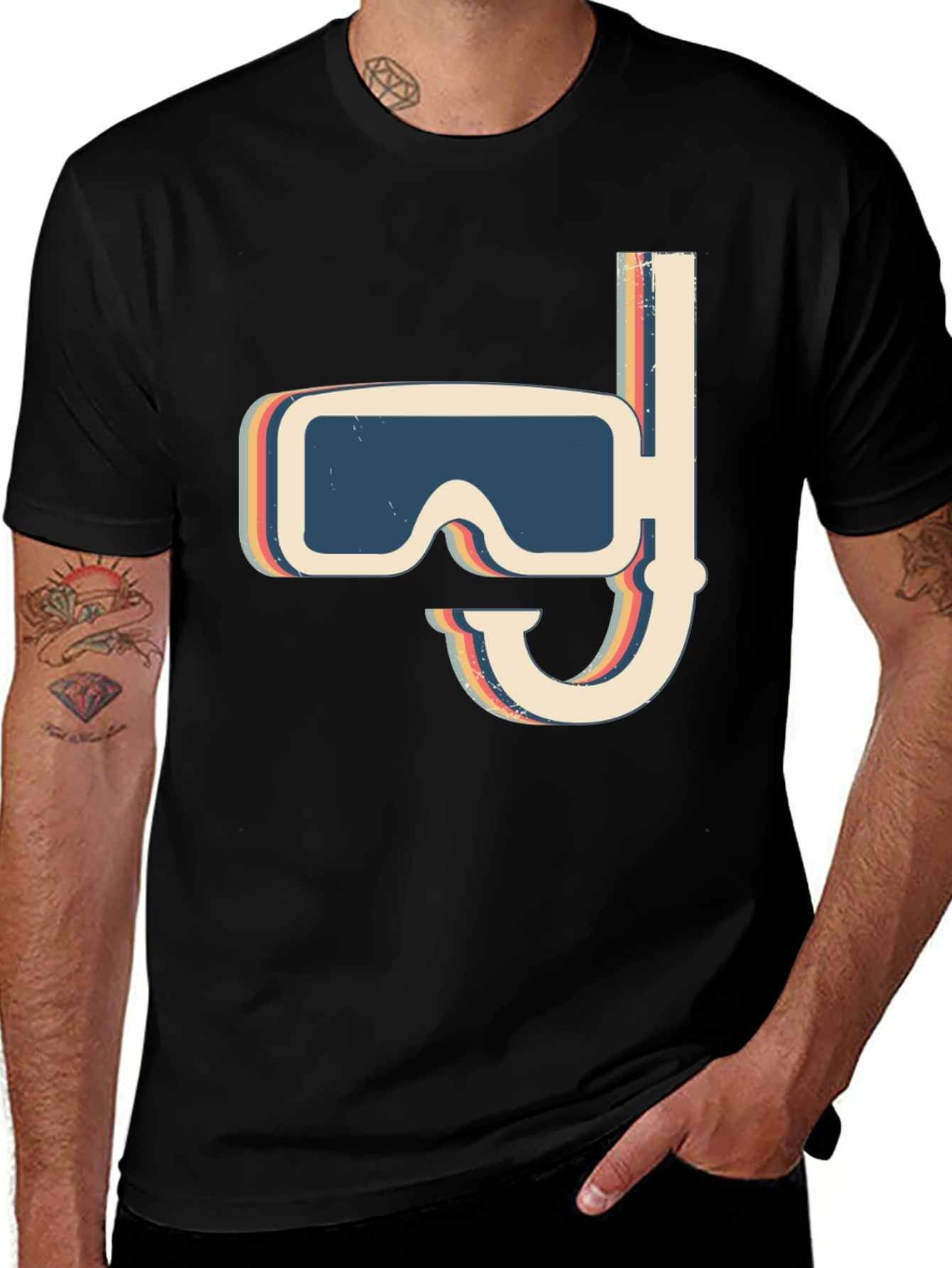 Retro Dive Mask T-Shirt - Vintage Scuba Diver Tee